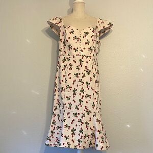 Anthropologie Strawberry Print Retro The Cecily Fit & Flare Sweetheart Dress LP